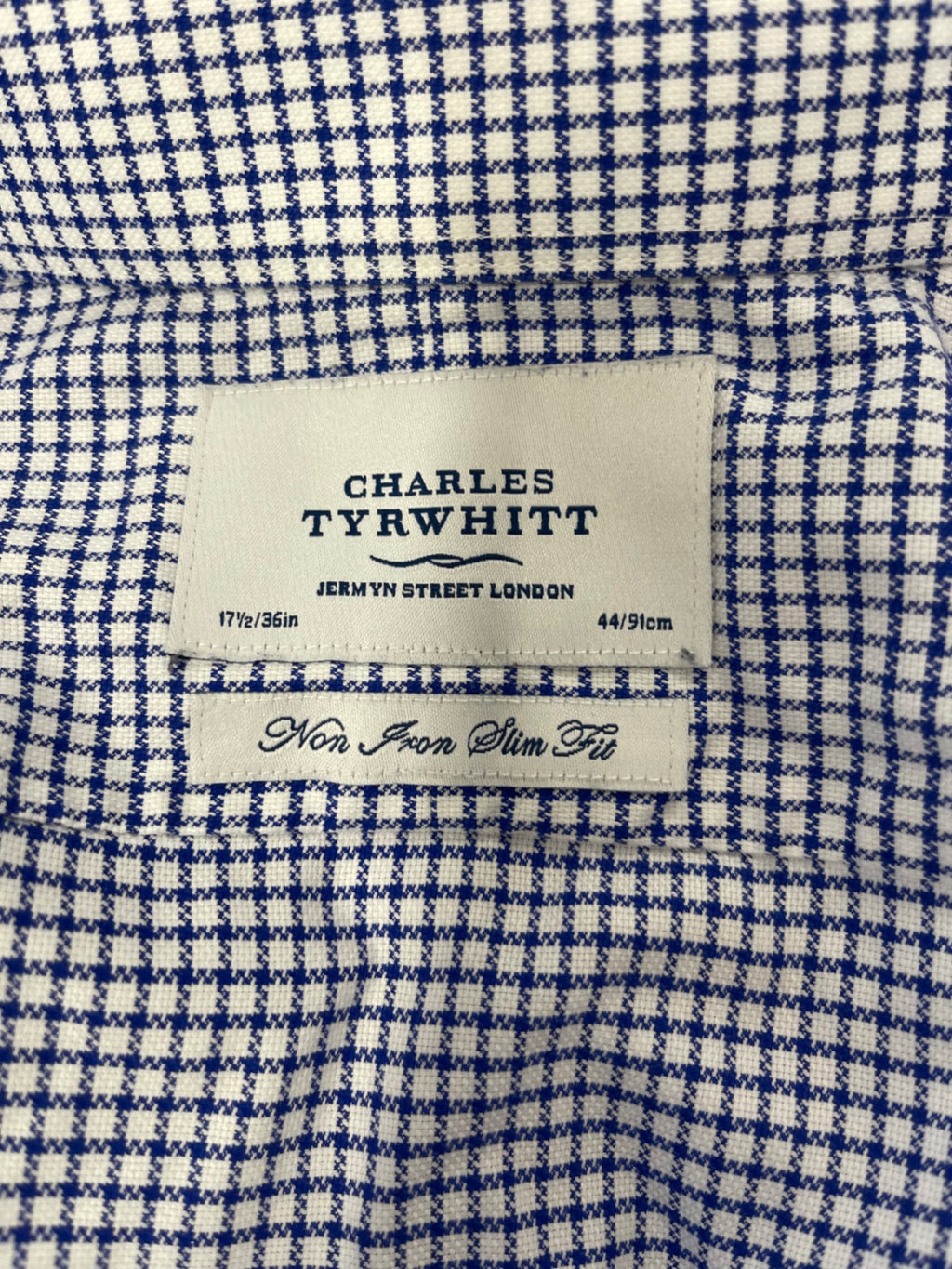 Fabulous Charles Tyrwhitt checked Shirt 17.5" Blue and White ES609