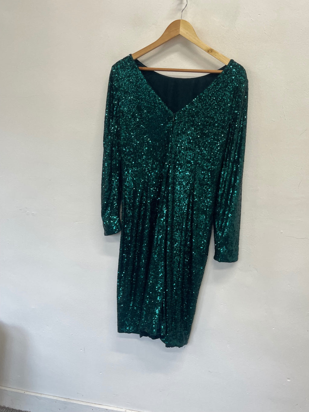 Fabulous HOBBS party sequin Dress uk16 Emerald Green KW605