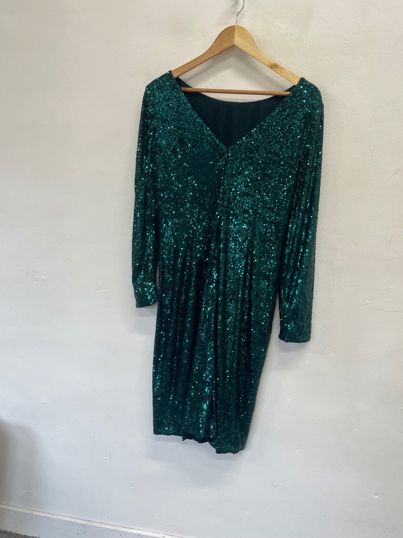 Fabulous HOBBS party sequin Dress uk16 Emerald Green KW605