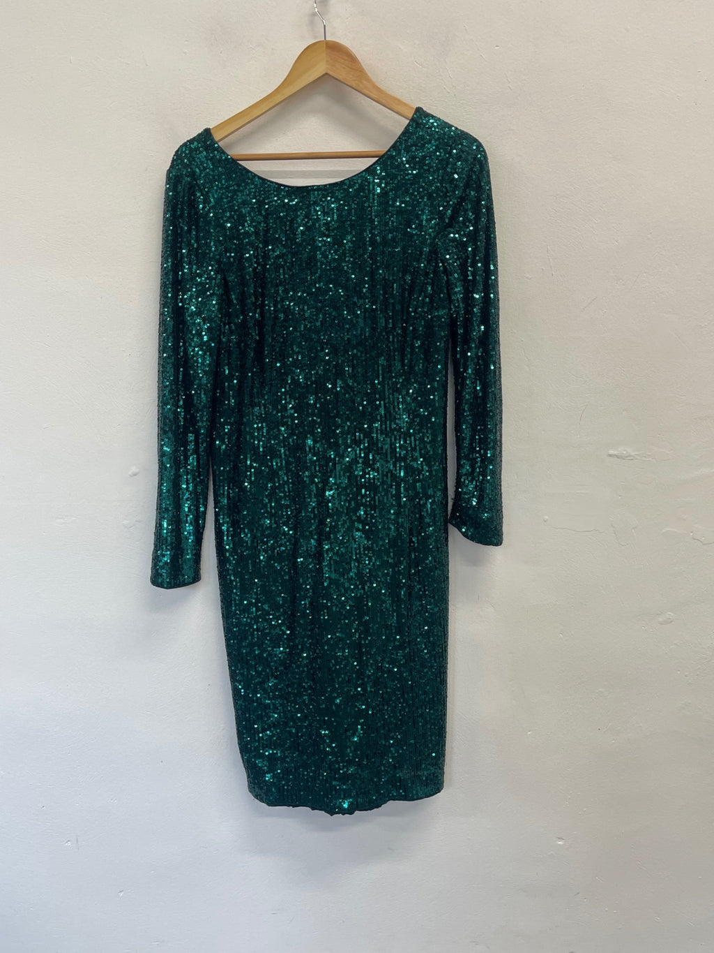 Fabulous HOBBS party sequin Dress uk16 Emerald Green KW605