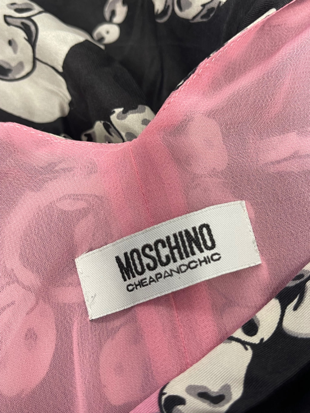 Fabulous Moschino Cheap & Chic prehistoric Silk chic Dress Uk14 Pink KW605