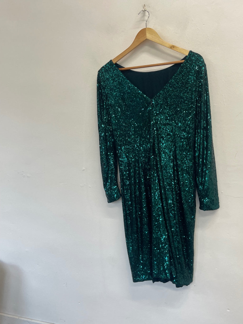 Fabulous HOBBS party sequin Dress uk16 Emerald Green KW605