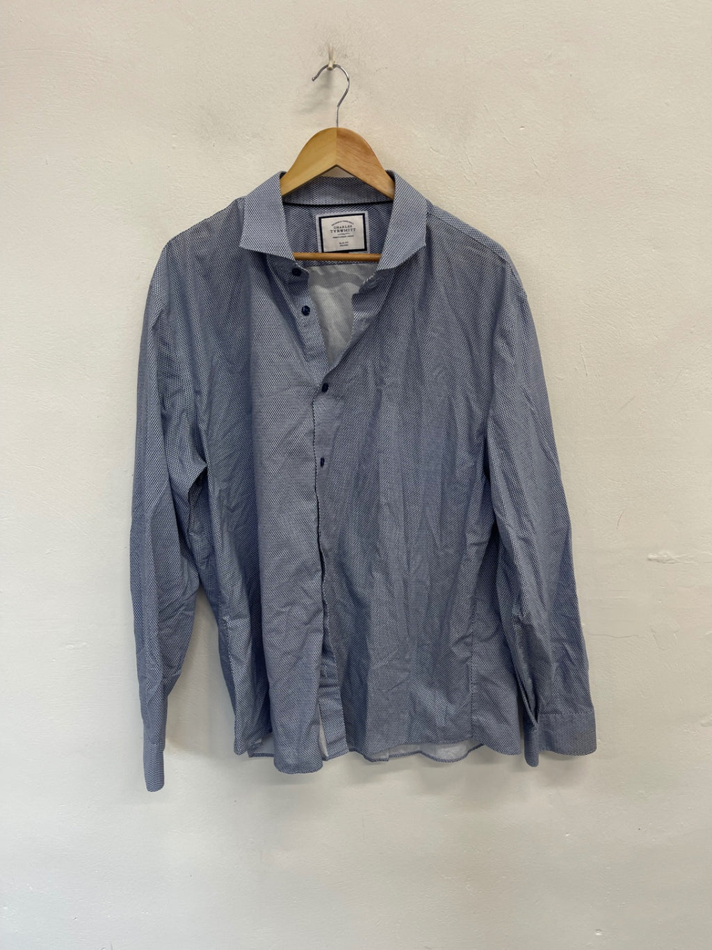 Fabulous Charles Tyrwhitt diamond Shirt UK XXL Blue & White ES609