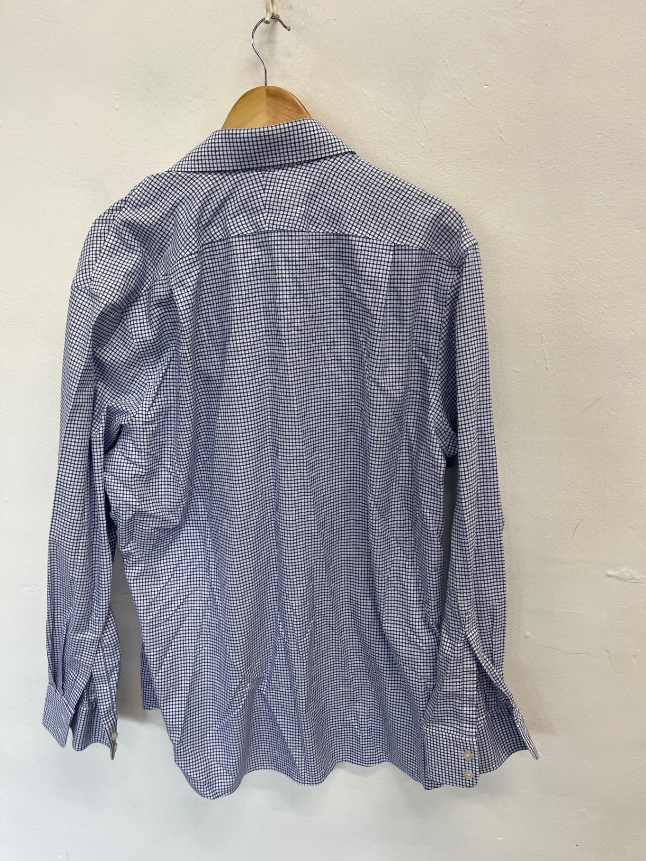 Fabulous Charles Tyrwhitt checked Shirt 17.5" Blue and White ES609