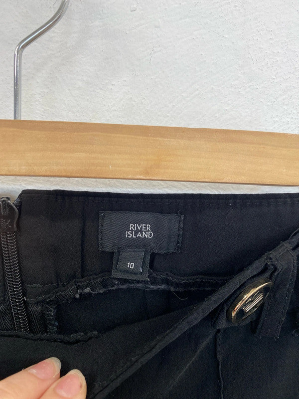 River Island Fabulous Black Flare Leg Trousers UK 10 PJ001