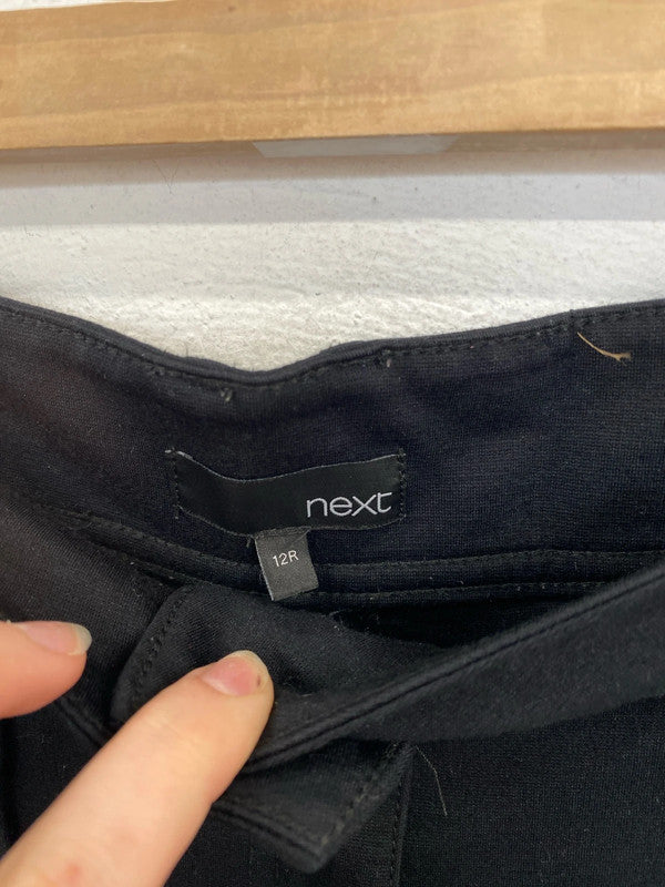 Next Chic Black Flare Leg Trousers UK 12 R PJ001