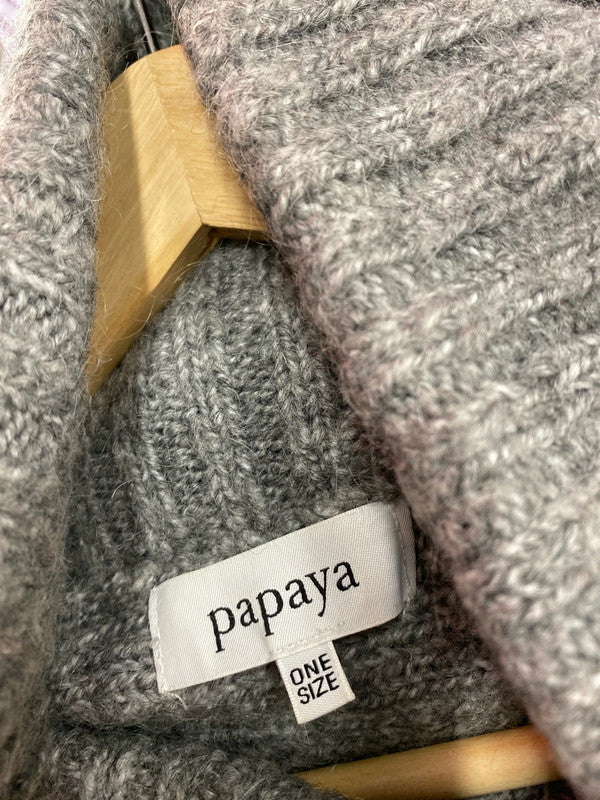 Papaya Grey mohair blend poncho one size super cosy MM005