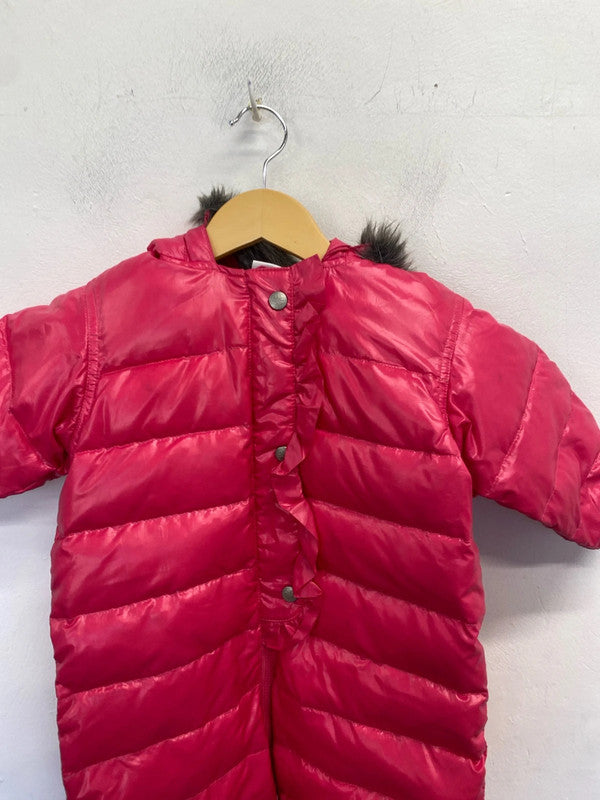 Lovely hanna outdoor pink fur hood snowsuit UK age 3-3.5 EL001