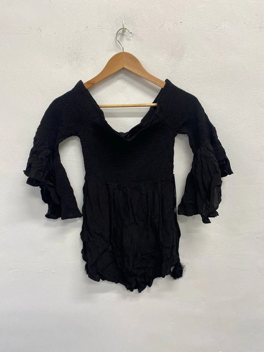 Lovely river island black bardot top UK 8 KM004