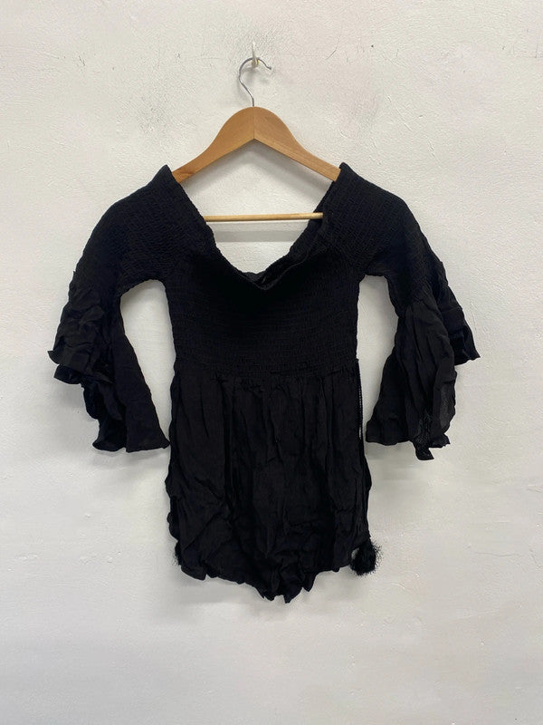 Lovely river island black bardot top UK 8 KM004