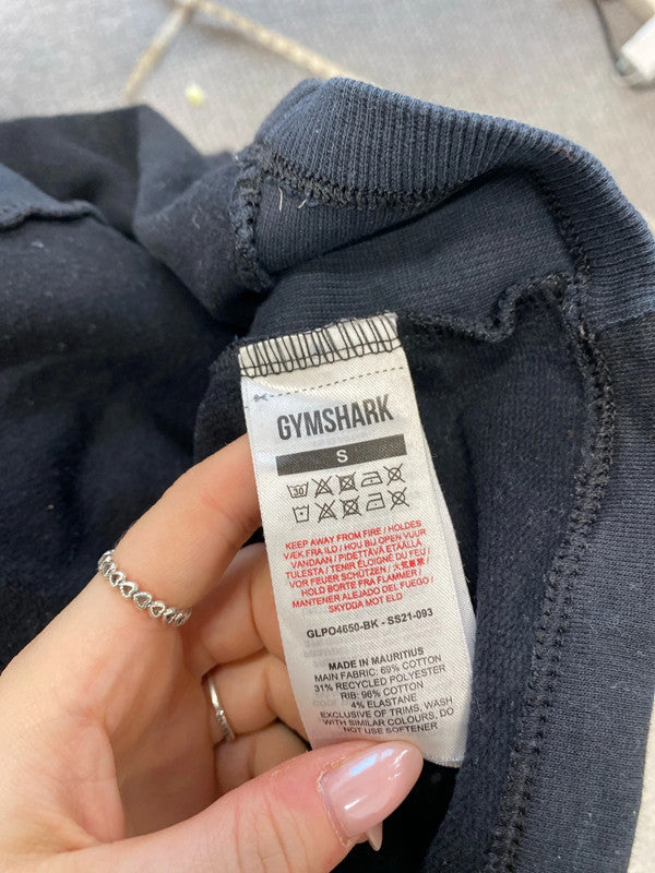 Fabulous gym shark navy cropped active wear hoodie UK S ZM001