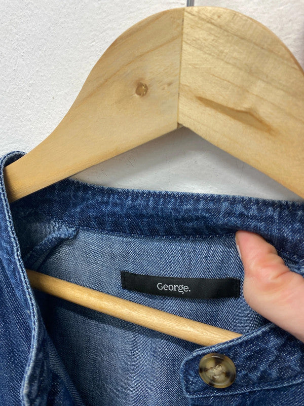 Fabulous boho chic denim smock dress by George Uk14 LB005