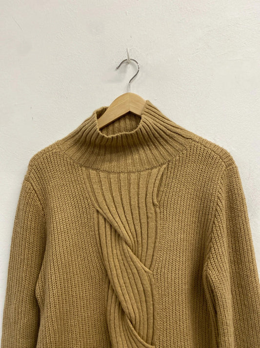 Lovely sosandar camel knit wool blend jumper UK S AG006