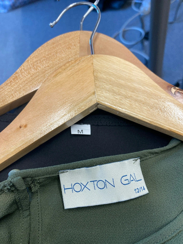 Fab duo of blouses Khaki & black Hoxton Girl Uk12/14 GJ001