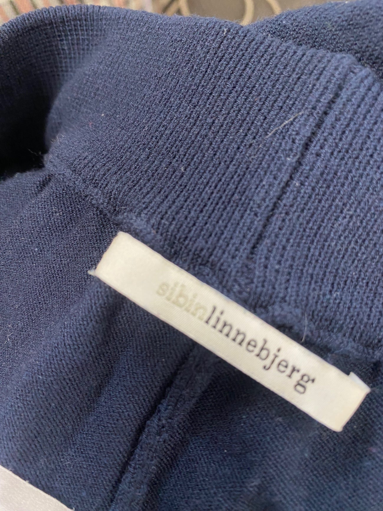 Stunning Sibinlinnebjerg Harem trousers UK 10 Navy knit SO560
