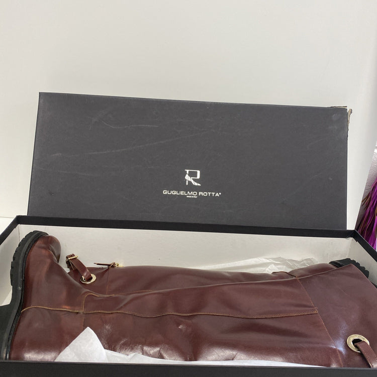 Guglielmo Rotta Boots UK5 EU 38 Knee High Chestnut Brown Leather HS001