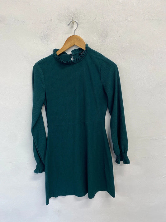 Stunning new look Forrest green frill midi dress UK 10 JH001