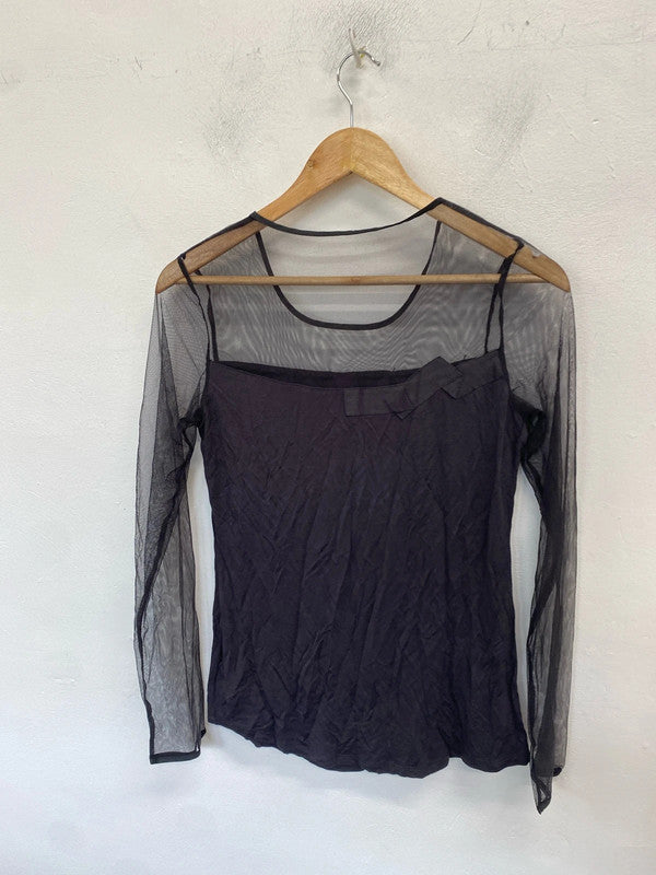 Lovely next grey long sleeve mesh top UK 12 MM005