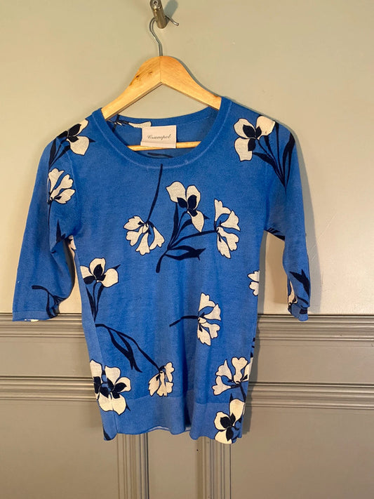 Fabulous Cashmere Floral royal blue jumper from Crumpet UkS KR002