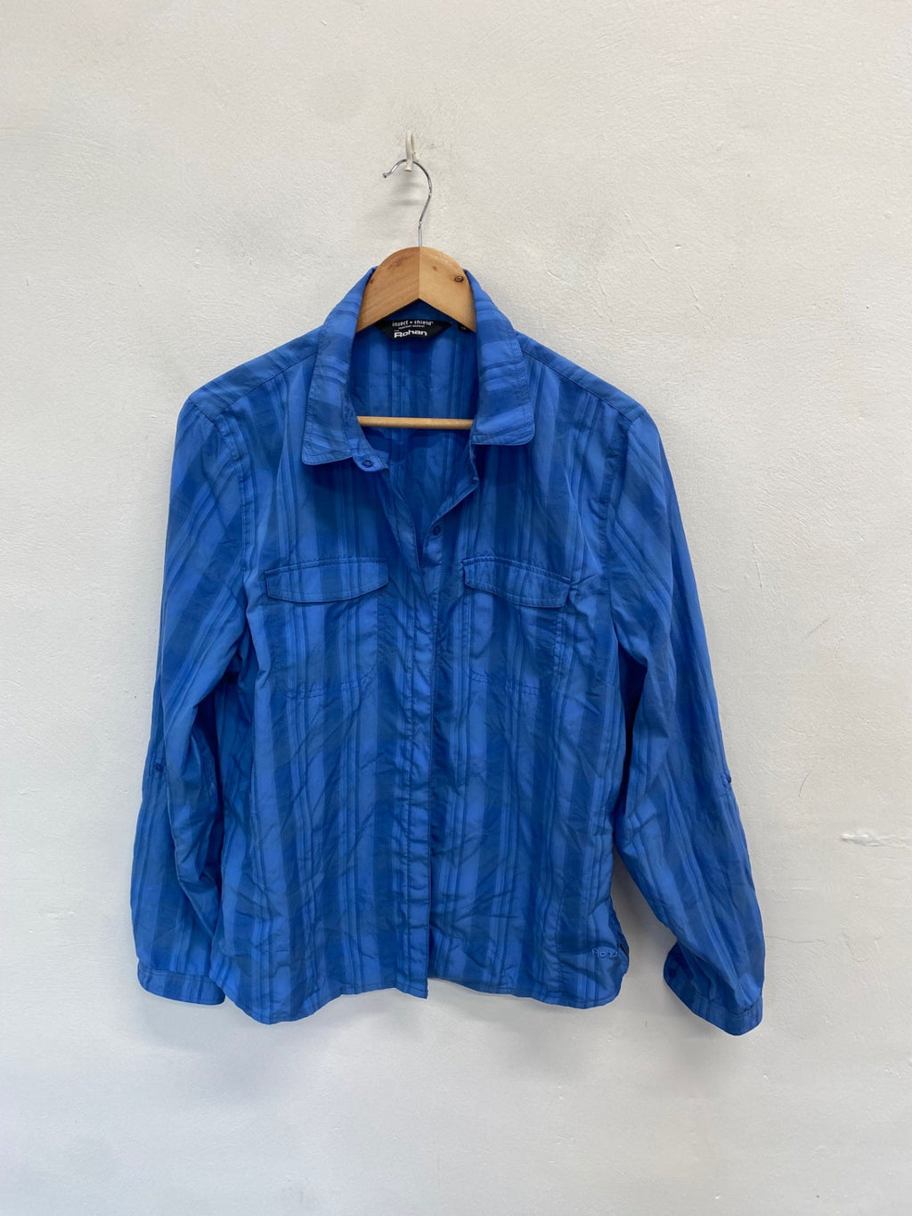 Classic Rohan insect shield Shirt UK 16 Blue striped SO560