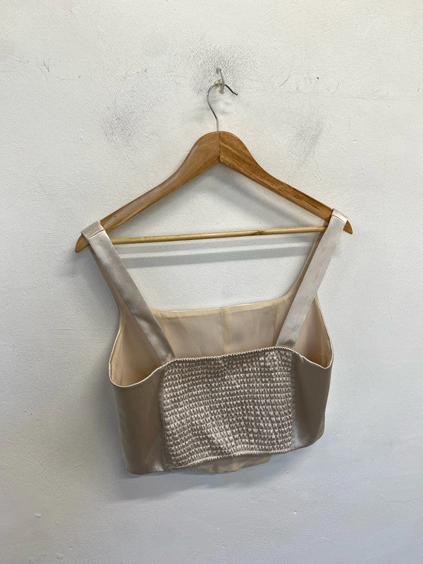 Lovely river island champagne cropped satin UK 12 LN001