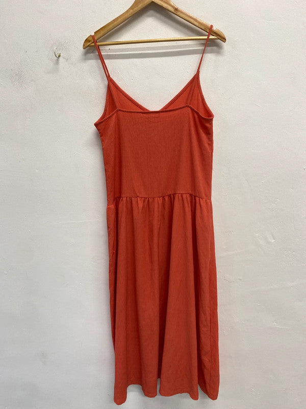 Stunning mango pink textured Strappy smock dress UK S KS002