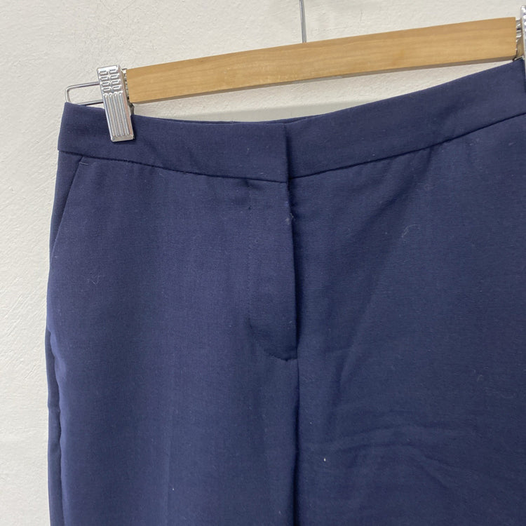 Designer REISS Faulkner trousers size 6 Navy slim leg Wool Blend HDR01