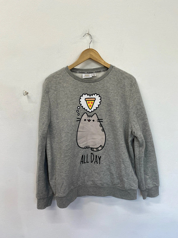 Cute Pusheen cat pizza sweatshirt 14-16 L JR001