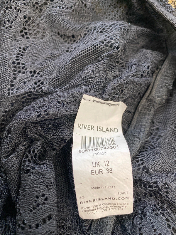 Fabulous semi sheer bodysuit lace with sheer overlay Uk12 JB001
