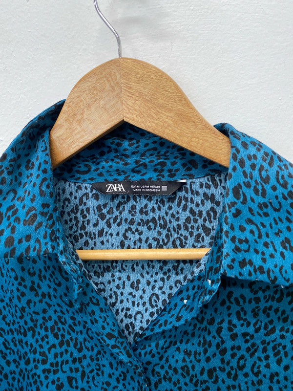 Fabulous dark Teal animal print blouse UkM LL003