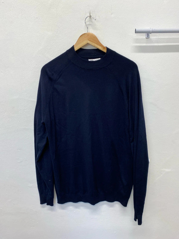 Fabulous Zara Navy Blue knit high neck men’s jumper UkL JB001