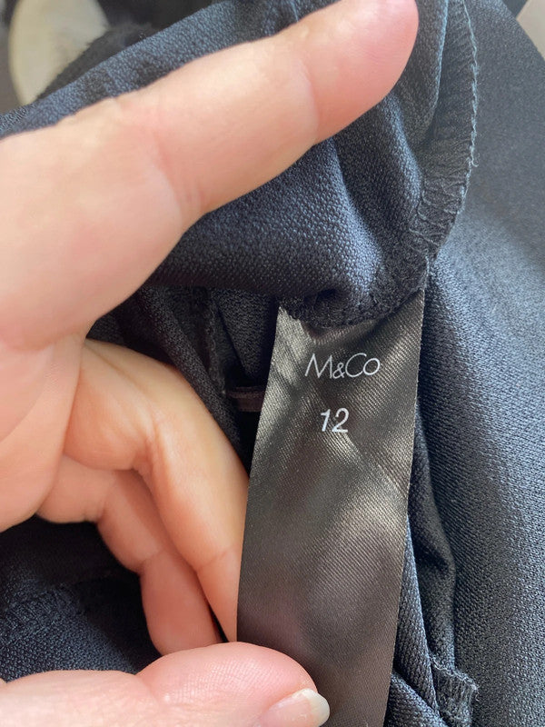 M&Co Elegant Black Asymmetric Jumpsuit UK 12 MB001