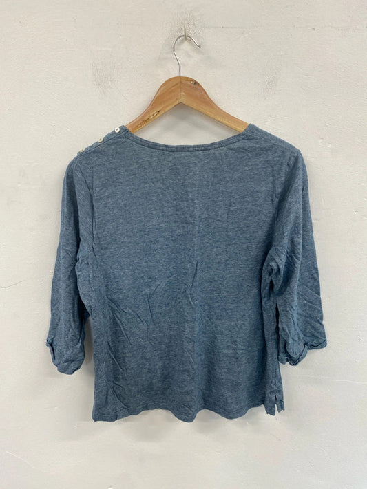 Seasalt Lovely Blue Marl Stripe Top UK 16 MM005