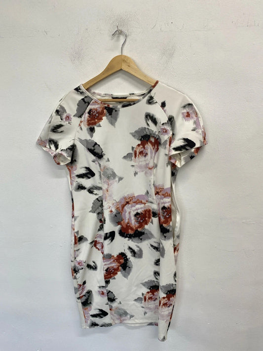 Stunning autograph white rose pattern midi dress UK 14 LG006