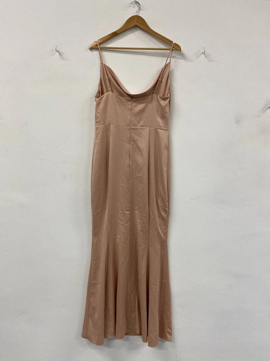 Lipsy London Elegant Rose Pink Satin Evening Dress UK 14 LP003