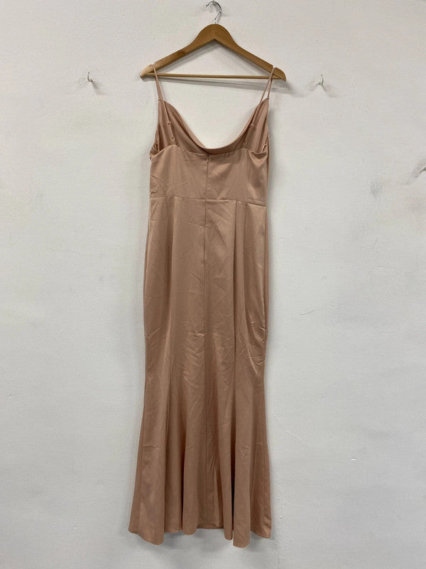 Lipsy London Elegant Rose Pink Satin Evening Dress UK 14 LP003