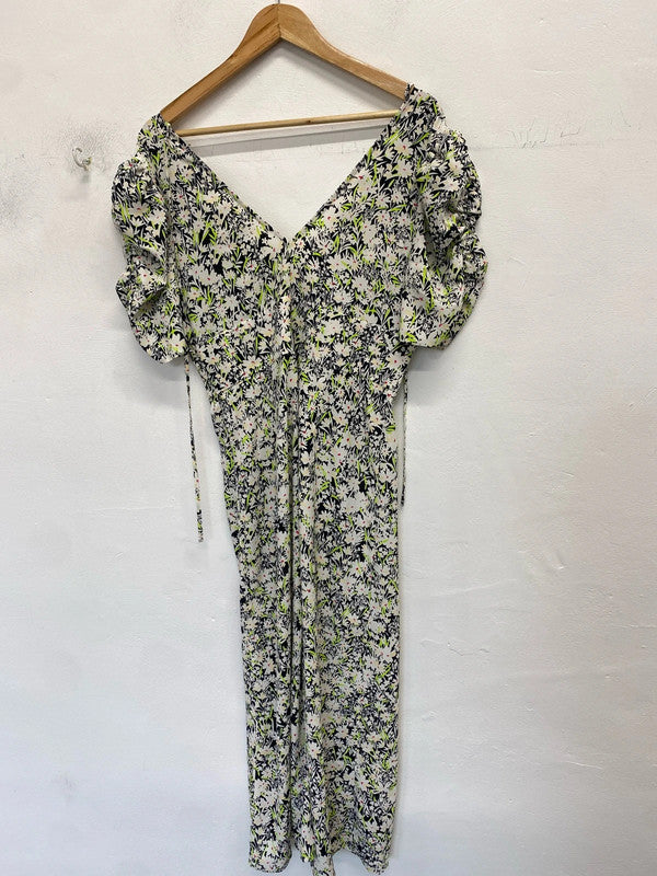 Lovely Topshop lime white floral maxi dress nwt UK 12 NN001