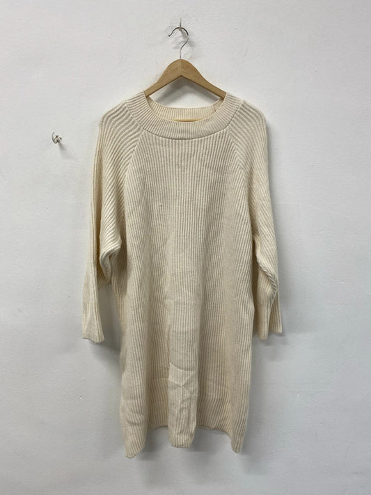 Topshop Stylish Cream Knit Midi Dress Size M KS002