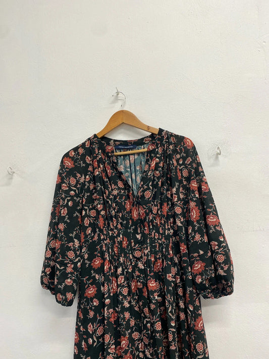 Gorgeous French connection dark green floral UK 16 FR001