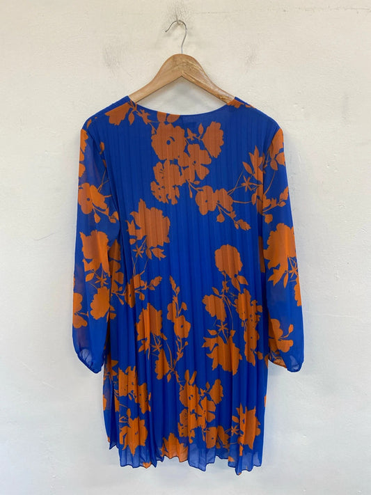 Port Original Fabulous Blue & Orange Floral Midi Dress UK 14 GW001