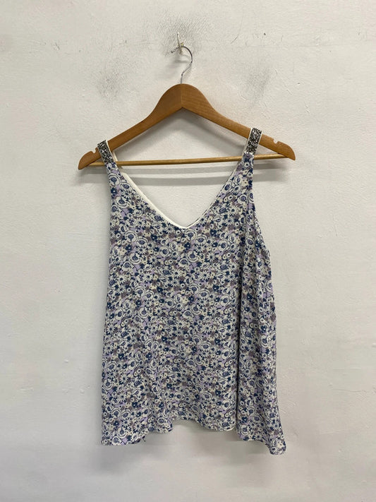 Gorgeous next petite new lilac floral sparkle cami UK 16 petite FR001