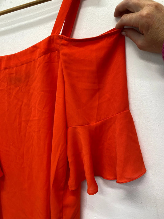 Fabulous Dorothy Perking cold shoulder orange loose top Uk14 LW005