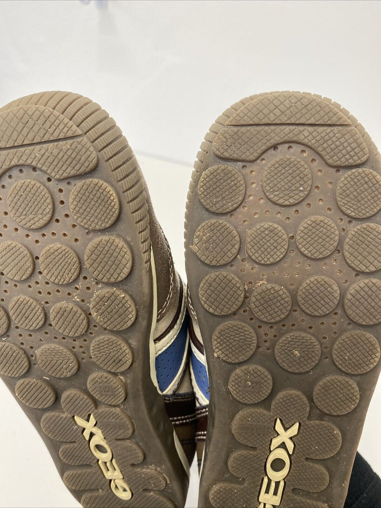 Geox Boys Trainer Brown & Blue Leather Size 13/32,  RRP £52.50 GA001
