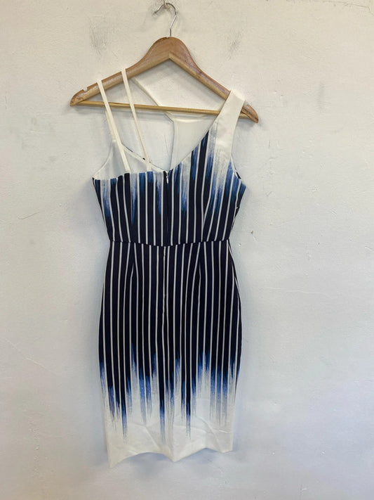 Next Chic Navy & White Asymmetric Midi Dress UK 10 MB001