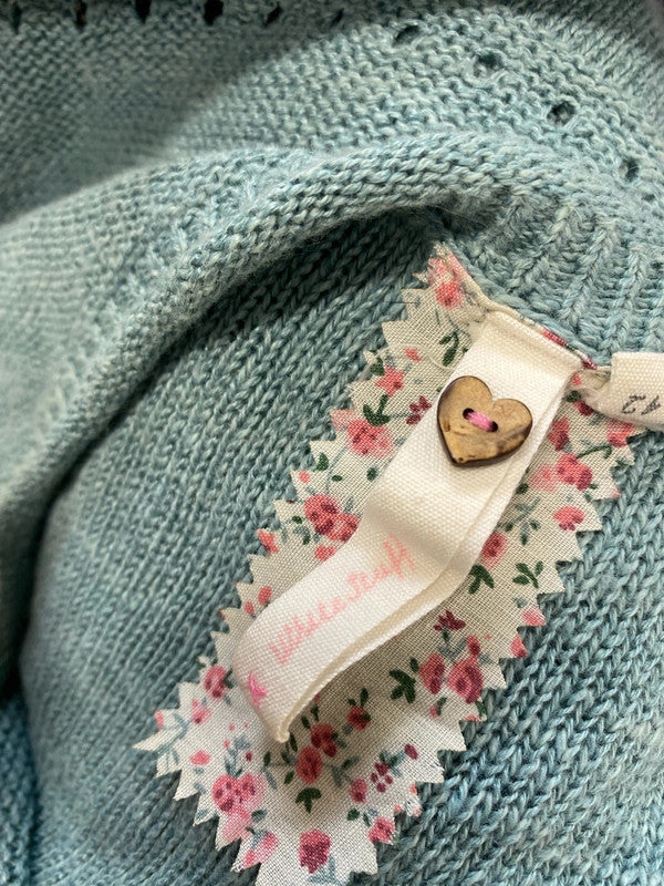 Gorgeous white stuff knit blue jumper longline UK 14 MM005