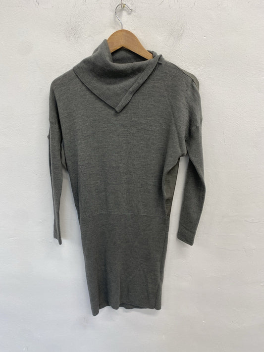 Stunning All Saints “flik” Grey Merino Wool Midi Dress UK S SD002