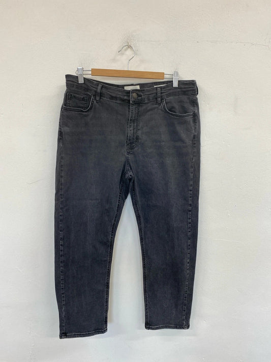 Per Una Stylish Grey Straight Cut Jeans UK 18R LG004