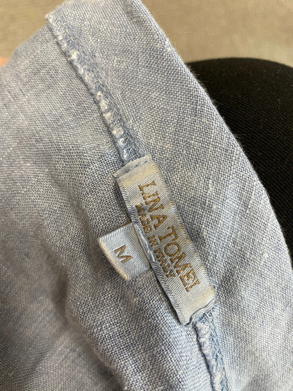 Stunning lima tomei blue linen top UK M MM005