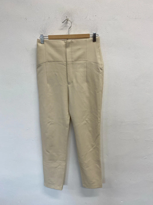 Stunning zara beige cropped trousers UK M JB001