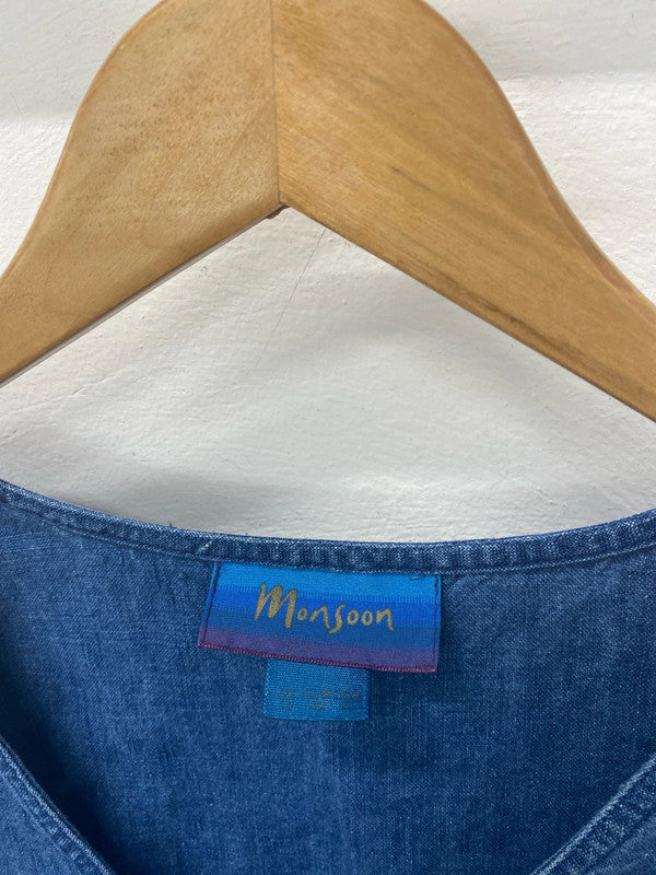Fabulous Monsoon light denim tunic dress cute button details Uk12 MM005